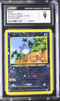 CGC 9 MINT Marill 2001 Southern Islands 11/18 Reverse Holo Pokemon Card - Image 1
