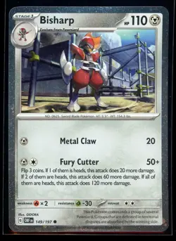 2023 Scarlet & Violet - Obsidian Flames Bisharp 149/197 Cosmos Holo Pokemon Card - Image 1