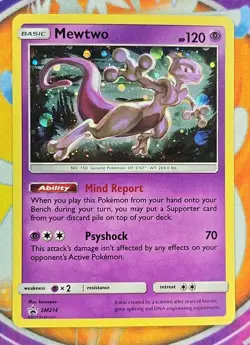 🔥Mewtwo SM214 Sun & Moon Black Star Promo Cosmos Holo Pokemon Card Sleeved 🔥📈 - Image 3