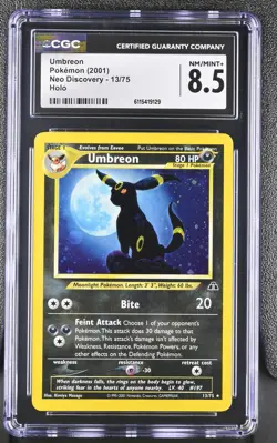 CGC 8.5 Umbreon 2001 Neo Discovery 13/75 Holo Pokemon Card - Image 1