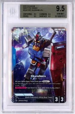 BGS GEM MINT 9.5 Gundam Card Game Gundam RX-78-2 GD01-001 LR+ Newtype Rising - Image 1