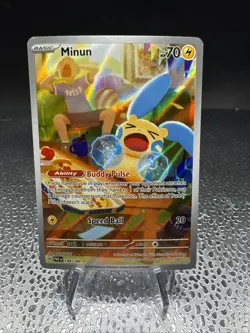 Pokemon TCG Minun Full Art Holo Card Illustration Rare, 194/182, Paradox Rift - Image 1