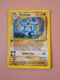 Machamp 8/102 Holo Rare 1st Edition Base Set WOTC Pokemon Card MP- - Image 1