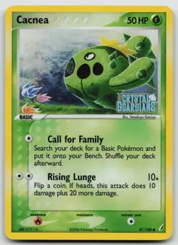 Cacnea Reverse Holo Stamped 047/100 Common - Pokemon EX Crystal Guardians 47/100 - Image 1