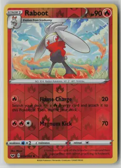 Raboot 032/202 Pokemon TCG Sword & Shield Reverse Holo Card (Near Mint) NM 1 - Image 1