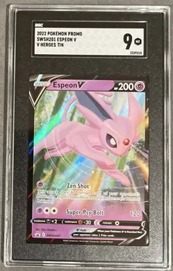 SGC 9 MINT 2022 POKEMON SWSH BLACK STAR PROMO #201 ESPEON V V HEROES TINS ENGLIS - Image 1