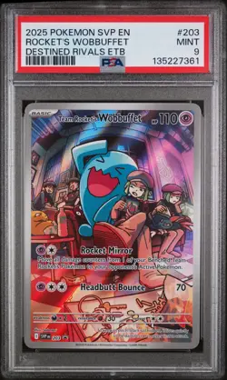Rocket's Wobbuffet Destined Rivals Etb Pokemon Black Star Promo SVP203 PSA 9 - Image 1