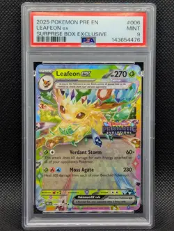 Leafeon ex #006 PSA 9 MINT Stamped Surprise Box Exclusive Prismatic Evolutions - Image 1