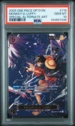 One Piece (OP-13) Carrying On His Will Monkey.D.Luffy SP OP09-119 Alt Art PSA10 - Image 1