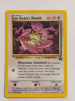 TEAM ROCKET'S MEOWTH 18 WOTC Promo Pokemon League Pokemon Card Near Mint - Image 1
