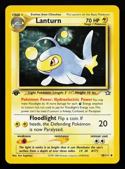Lanturn 38/111 Uncommon 1st Edition Neo Genesis Pokemon Card - Image 1