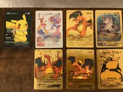 Lot of 10 Mixed Years Gold Foil + Mixed Pokemon Cards Charizard V - Image 4