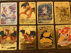 Lot of 10 Mixed Years Gold Foil + Mixed Pokemon Cards Charizard V - Image 5