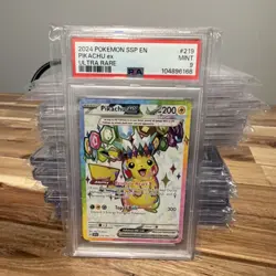 Pokemon TCG 2024 Pikachu ex SSP Ultra Rare #219 Basic English PSA 9 Mint Card - Image 1