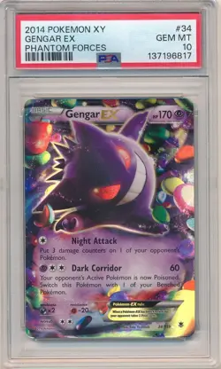 2014 POKEMON XY PHANTOM FORCES #34 GENGAR EX PSA 10 GEM MINT - Image 1