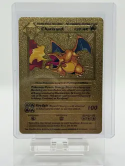 1999 WOTC Pokemon Charizard 120HP Gold Foil Fan Art Card 4/102 - Image 1