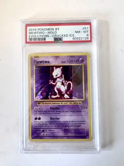 2016 Pokemon XY Evolutions Mewtwo Holo CRACKED ICE 51/108 - PSA 8 - Image 1