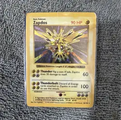 Pokemon Zapdos 016/102 Base Set Shadowless Holo Rare 90 HP Thunder Thunderbolt - Image 1