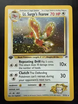 2000 Pokemon Gym Heroes LT. Surge's Fearow Holo Rare 1st Edition 7/132 (LP) - Image 1