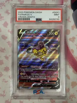 2023 POKEMON SWORD & SHIELD CROWN ZENITH #GG41 FULL ART/RAIKOU V PSA 9 - Image 3
