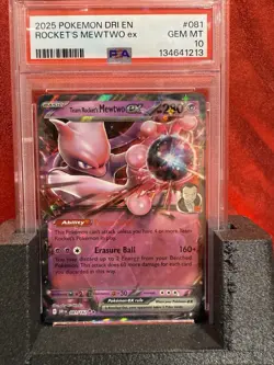 2025 Pokemon Destined Rivals #081 Rocket’s Mewtwo EX PSA 10 Gem Mint - Image 1