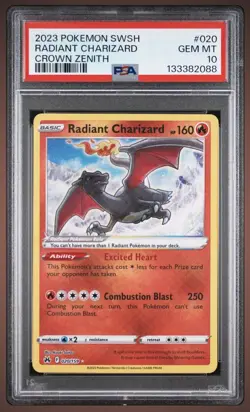 2024 Pokemon TCG Crown Zenith #020 Radiant Charizard PSA 10 - Image 1