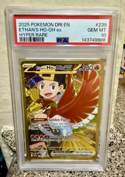 PSA 10 ETHAN'S HO-OH EX #239 HYPER RARE GOLD 2025 POKEMON DRI EN DESTINED RIVALS - Image 1