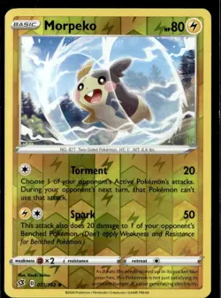 Pokemon Morpeko 073/192 Rebel Clash Reverse Holo Uncommon - Image 1