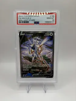 Pokemon TCG Arceus v Full Art Ultra Rare Holo Card 165/172 Mint Condition PSA 10 - Image 1