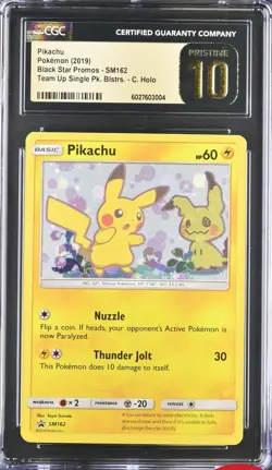 Pokemon Pikachu 2019 BSP SM162 Team Up 1-Pk Blister CGC PRISTINE 10 Low POP 52 - Image 1