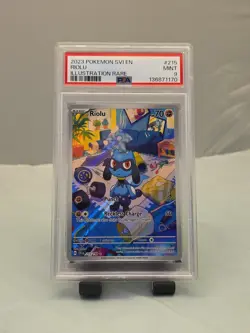 Riolu 215/198 Pokemon Scarlet & Violet Base Set Holo Illustration Rare PSA 9 - Image 1