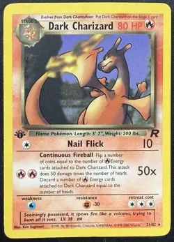 Pokemon TCG Dark Charizard 21/82 Team Rocket First Edition Non Holo Rare Vintage - Image 1