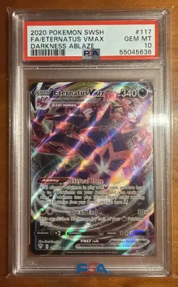 2020 POKEMON SWORD & SHIELD DARKNESS ABLAZE #117 FULL ART/ETERNATUS VMAX PSA 10 - Image 1