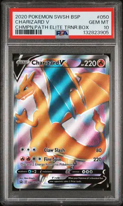 2020 POKEMON SWSH BLACK STAR PROMO #050 CHARIZARD V PSA 10 - Image 1