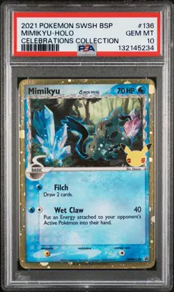 2021 POKEMON SWSH BLACK STAR PROMO CELEBRATIONS COLL #136 MIMIKYU-HOLO PSA 10 - Image 1