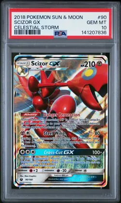 2018 POKEMON SUN & MOON CELESTIAL STORM #90 SCIZOR GX PSA 10 - Image 1