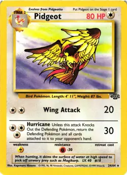 Pokemon TCG Pidgeot Jungle 24/64 Regular Unlimited Rare LP - Image 1
