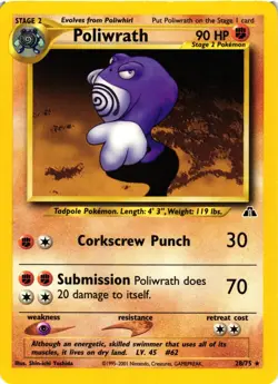 Pokemon TCG Poliwrath 28/75 Neo Discovery Regular Unlimited LP - Image 1