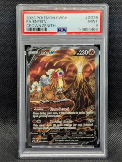 Entei V PSA 9 Mint GG36/GG70 Crown Zenith Full Art Galarian Gallery Pokemon TCG - Image 1