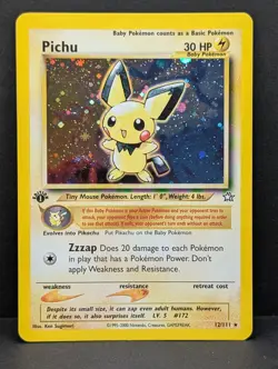 Pichu 12/111 Neo Genesis 1st Edition Holo Rare Pokemon TCG Nintendo Pikachu LP+ - Image 1