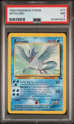 Pokemon PSA 7 Articuno Non-Holo Fossil 17/62 NM Card 1999 - Image 1