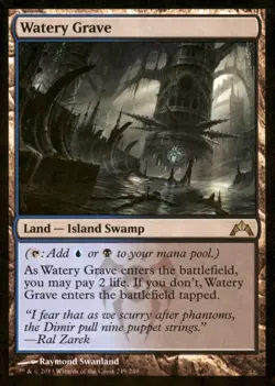 2013 Magic the Gathering MTG Watery Grave #249 Land - Island Swamp - Image 1