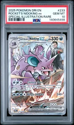 2025 POKEMON DRI EN-DESTINED RIVALS #233 TEAM ROCKET'S NIDOKING EX PSA 10 - Image 1