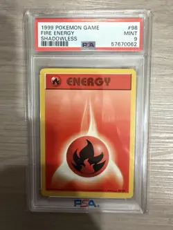 1999 Pokemon Shadowless Fire Energy PSA 9 Mint #98 - Image 1