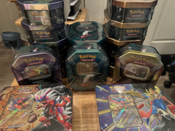 Lot of 18 Pokemon TCG Triple Whammy Slashing Legends Walgreens Tins New Sealed - Image 1