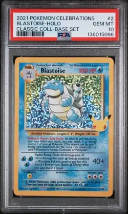 2021 Pokemon Celebrations Classic Collection #2 Blastoise Holo PSA 10 Gem Mint - Image 1