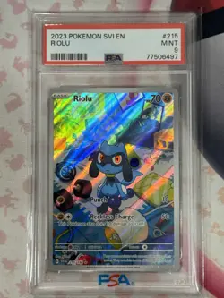 2023 POKEMON SVI EN-SCARLET & VIOLET ILLUSTRATION RARE #215 RIOLU PSA 9 - Image 3