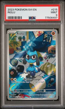 2023 POKEMON SVI EN-SCARLET & VIOLET ILLUSTRATION RARE #215 RIOLU PSA 9 - Image 4