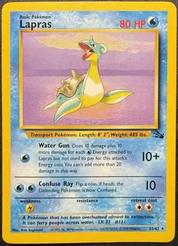 Pokemon TCG Lapras 25/62 Fossil Set Unlimited Rare Vintage - Image 1