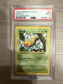 1999 Pokemon Shadowless Weedle PSA 9 Mint #69 - Image 1
